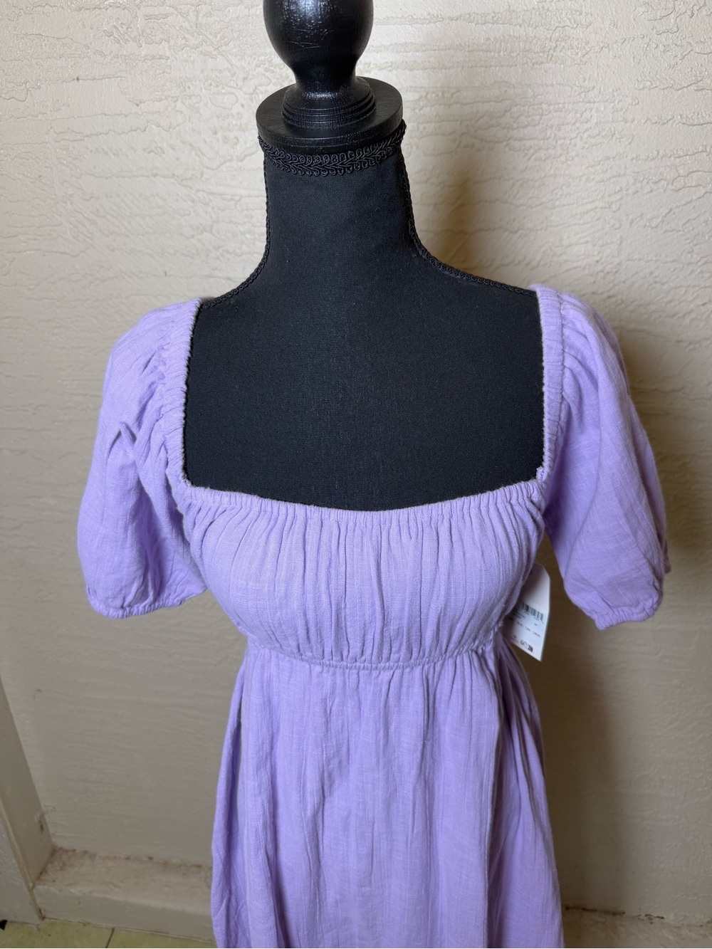 Billabong Lilac Puff Sleeve Cutout Maxi Dress Cottagecore Prairie NWT Small - Picture 4 of 12